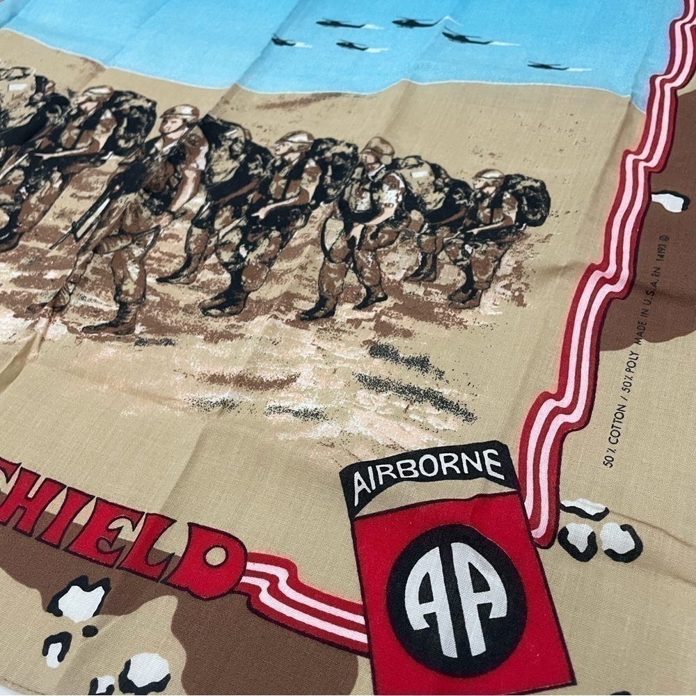 DESERT Shield Handkerchief Airborne Military Bandana Vintage U.S. Army 1990's - Picture 6 of 7
